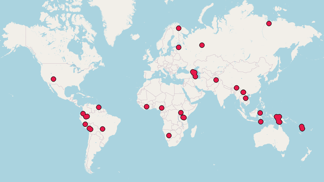 worldmap with language dots