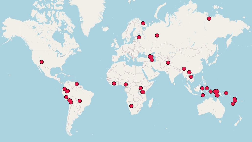 worldmap with language dots